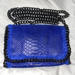 Borse In Pelle Blue Crossbody Italian Faux Croc